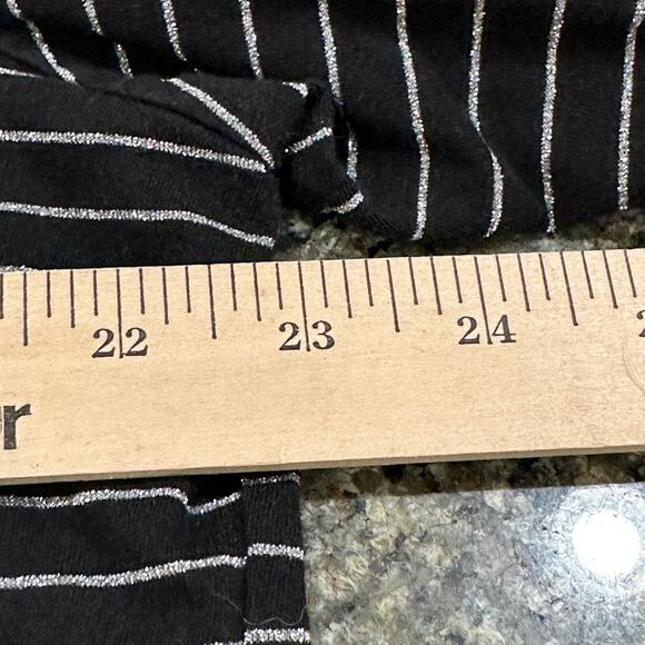 Charter Club Women Top 3X Black Glitter Striped Long Sleeve Pima Cotton Stretch - Picture 6 of 7